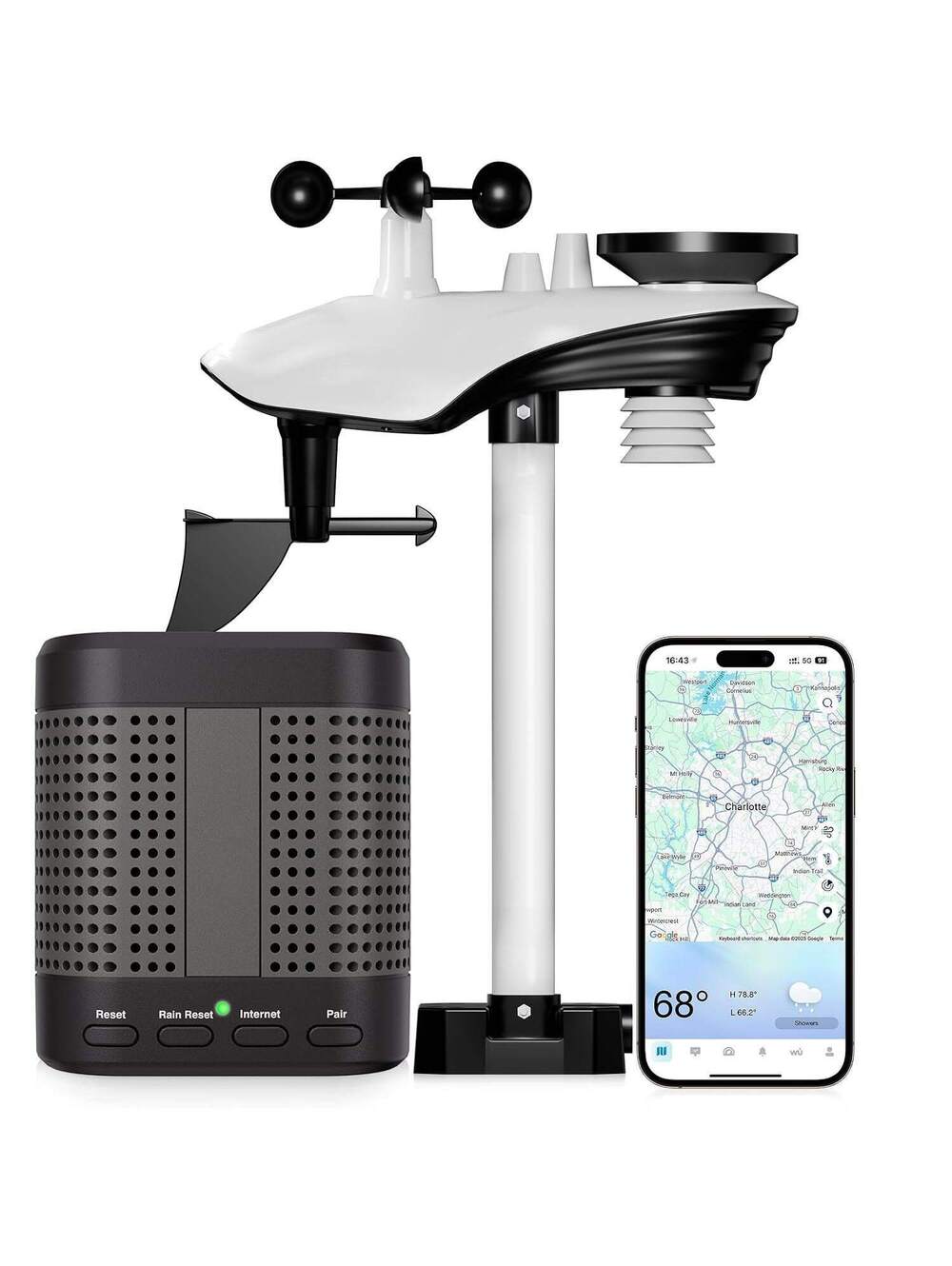 Weatherseed® Smart WiFi Weather Station 5-in-1 Sensor, AI Forecast, Wireless